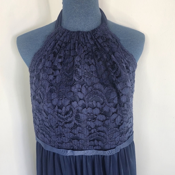 David's Bridal Navy Blue Halter Style Dress - Picture 7 of 9